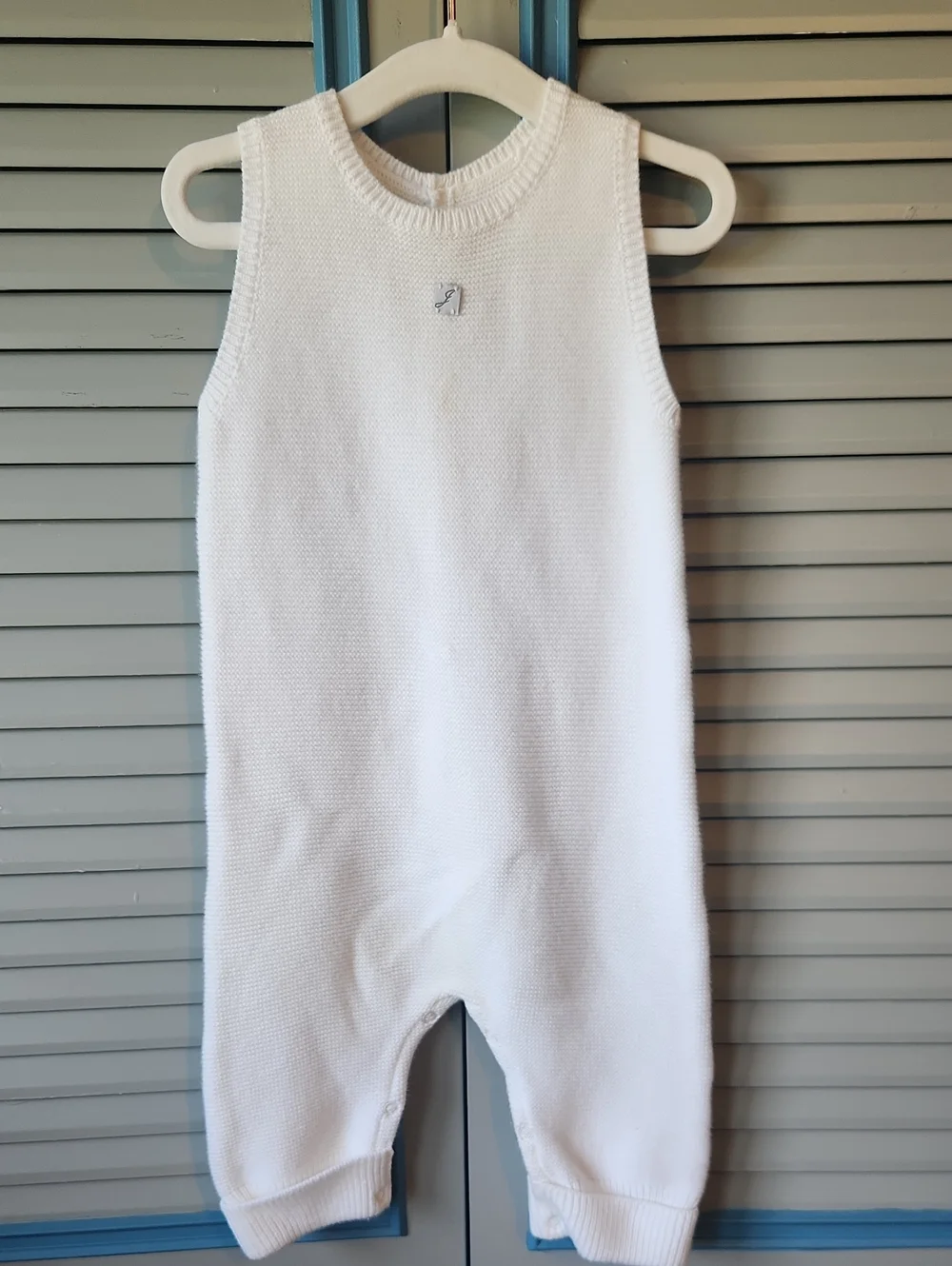 Jacadi Paris Unisex White Knit Baby Romper